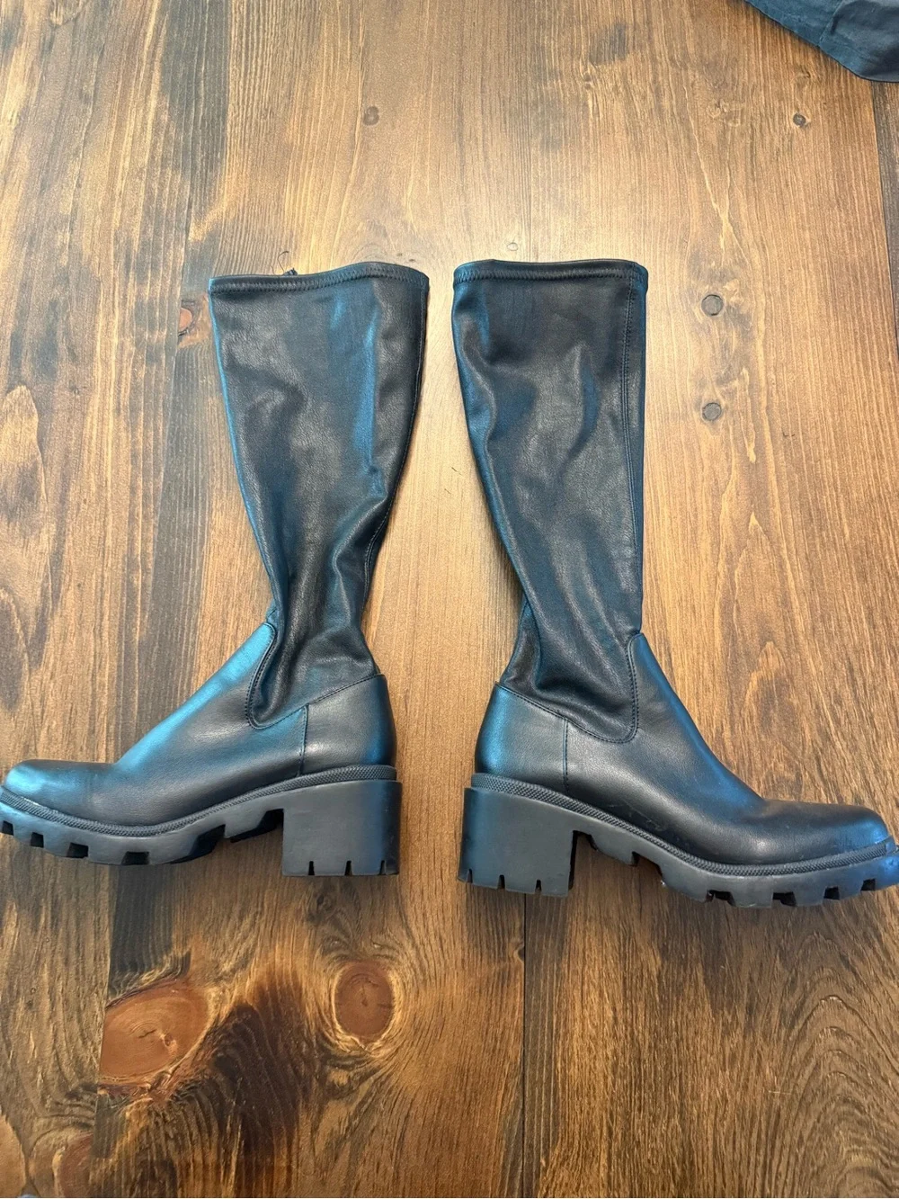 Steve Madden Black Women's Knee-High Lug Sole Riding Boots